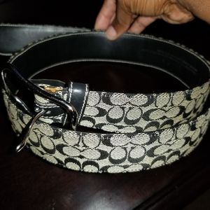 Black & gray  monogrammed Coach belt